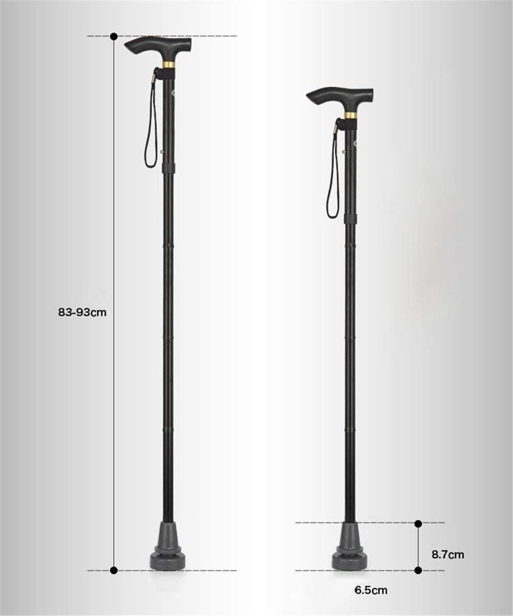 Bastoncini da trekking pieghevoli Bastone da passeggio regolabile in lega di alluminio Stampelle per anziani disabili Viaggi all'aperto Bastone da passeggio 83-93 cm Present