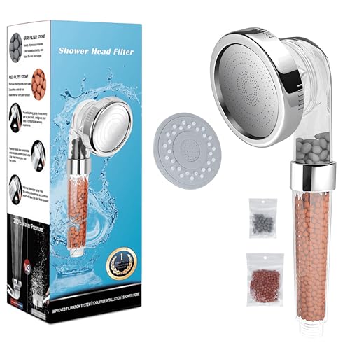 Alcachofra de duche - cabeça de chuveiro com poupança de água, cabeça de duche de alta pressão, alça de chuveiro com poderoso modo de jato, telefone chuveiro removível (sem filtro)