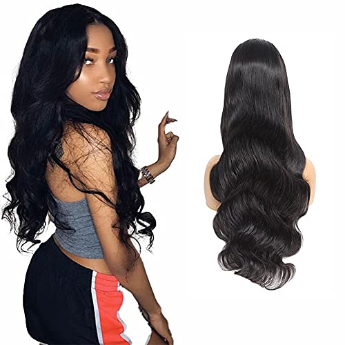 Echthaar Perücke 13x4 Lace Front Body Wave Wig Glueless Pre Plucked Bleached Knots Remy Brazilian Lace Wigs For Black Women With Natural Hairline 130% Density Real Human Hair Wig YesJYas 16 Zoll Cover