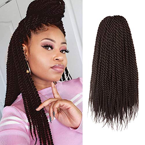 Havana Twist Crochet Hair 20 inch 7 Pcs Natural Black Havana Mambo Twist Crochet Braids Synthetic Braiding Hair Extension (1B) (20 inch, 4#)