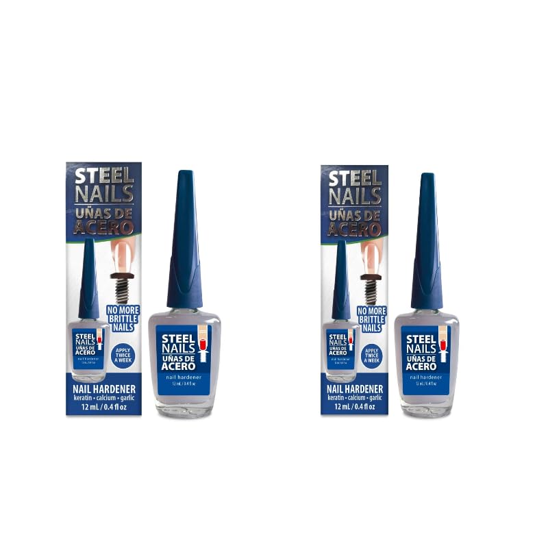 Steel Nails Hardener with Keratin, Calcium and Garlic Pack of 2