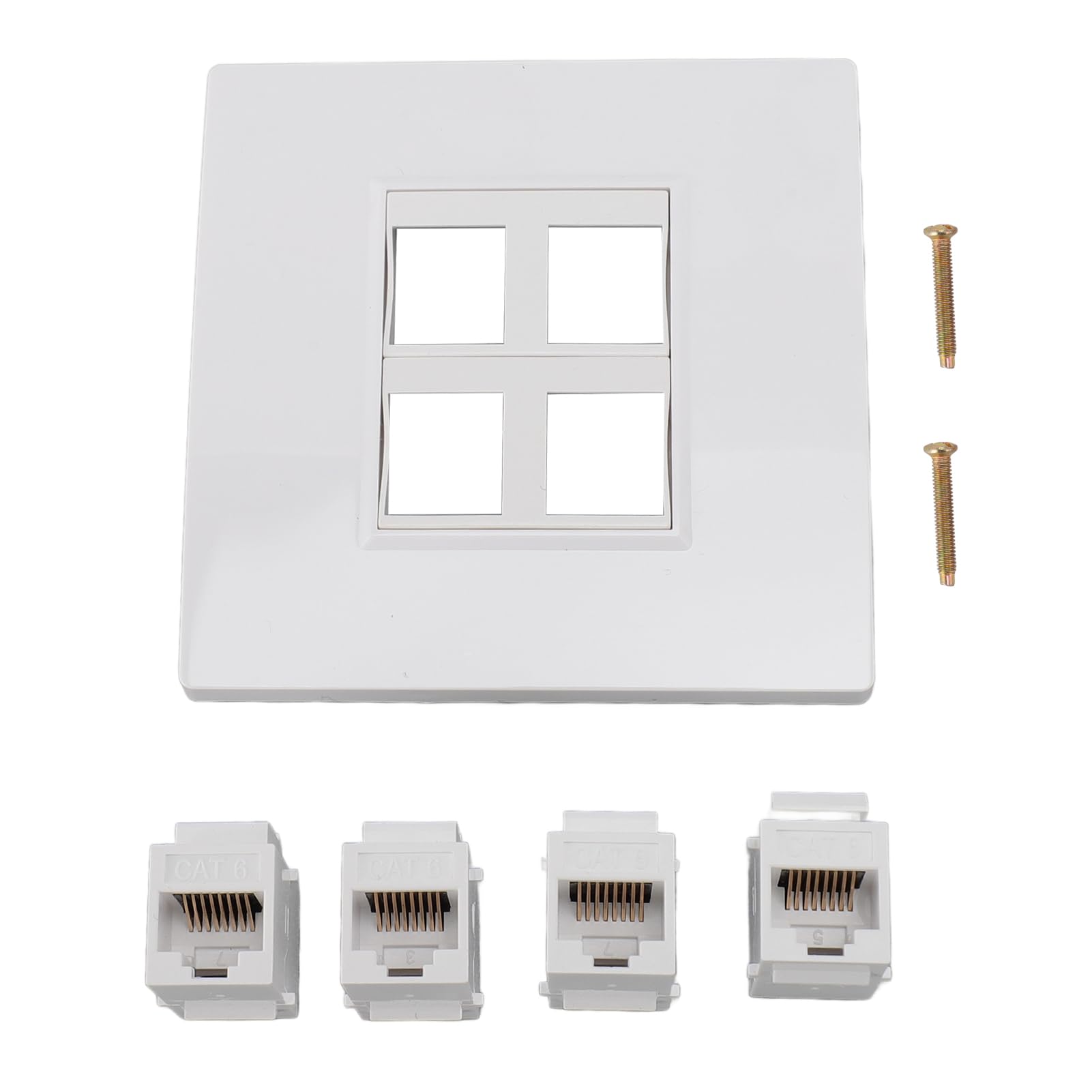 CAT6 Ethernet Faceplate 4 Poort Vrouw-vrouw Socket Muurplaat voor Ethernet Kabel Netwerk Socket Box voor CAT5 CAT5E CAT6 CAT6A
