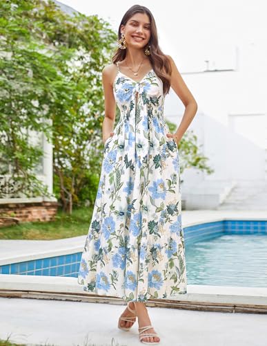 Image of GRACE KARIN Womens Summer Floral Maxi Dresses 2026 Long Flowy Boho Dress Beach Vacation Sundresses Casual Clothes with Pocket