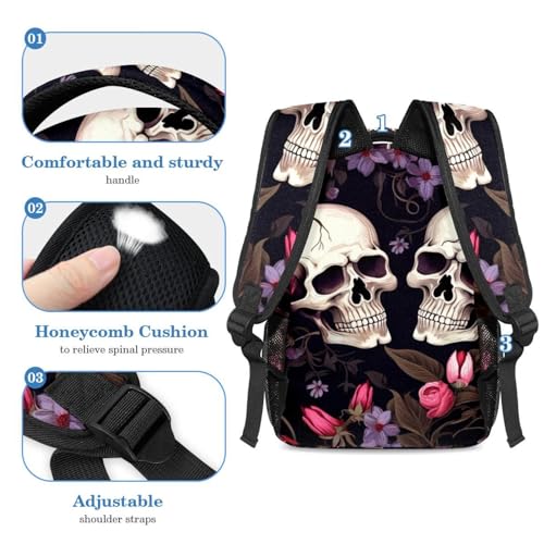 Ensemble de 2 cartables à fleurs et crânes grand volume
