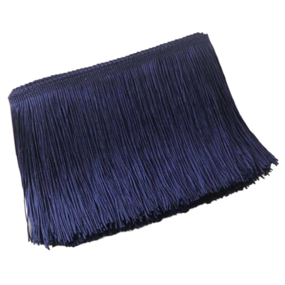 Blausky 10 cm x 2 m Wide Tassel Fringe Trim Dance Fringe Cut Fringe Silky Fringe Ribbon Decorative Ribbon Fringe Trim Ribbons for Sewing, for Latin Dress, Lingerie Curtains, Navy Blue