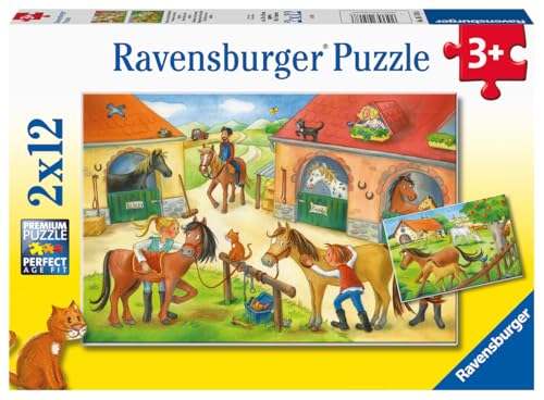 Ravensburger - Puzzle 2x12 pièces - Vacances au Centre équestre