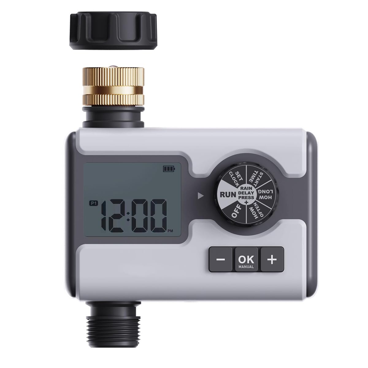 Aqualin Timer per irrigazione da giardino, timer per irrigazione con 3 programmi separati, ritardo della pioggia, manuale, sistema di irrigazione automatico per piscine