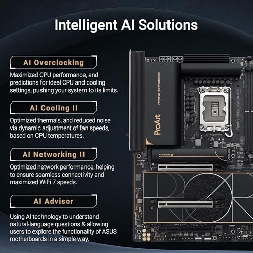 Image of ASUS Intel ProArt Z890-CREATOR WiFi LGA1851 ATX Motherboard, 16+2+1+2 Power Stages, PCIe 5.0 w /Full Support for Next-gen GPUs, Dual Thunderbolt 5 Type-C, 10 Gb & 2.5 Gb LAN, WiFi 7, 5X M.2 Slots