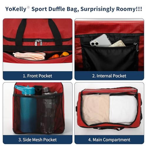 Image of 20 inch Sport Duffle Bag for Men, Red | 40L Gym Bag, Weekender Duffel Bag, Travel