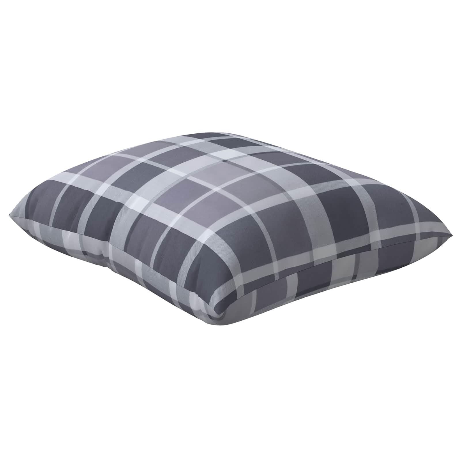 Mangloder - Set di 4 cuscini per esterni, a quadretti, 50 x 50 cm, in tessuto, lavabili e antiscivolo, ergonomici, comodi per giardino, terrazza, balcone, sedia, panca, poltrona, colore: grigio