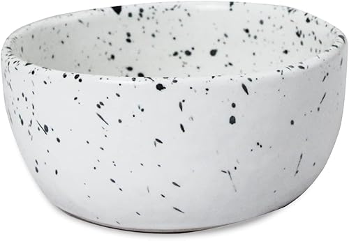 Miniatura 3 de roro Exquisitos cuencos de cerámica hechos a mano con moteado blanco brillante de 3.5 pulgadas, juego de 4 platos versátiles, aptos para microondas