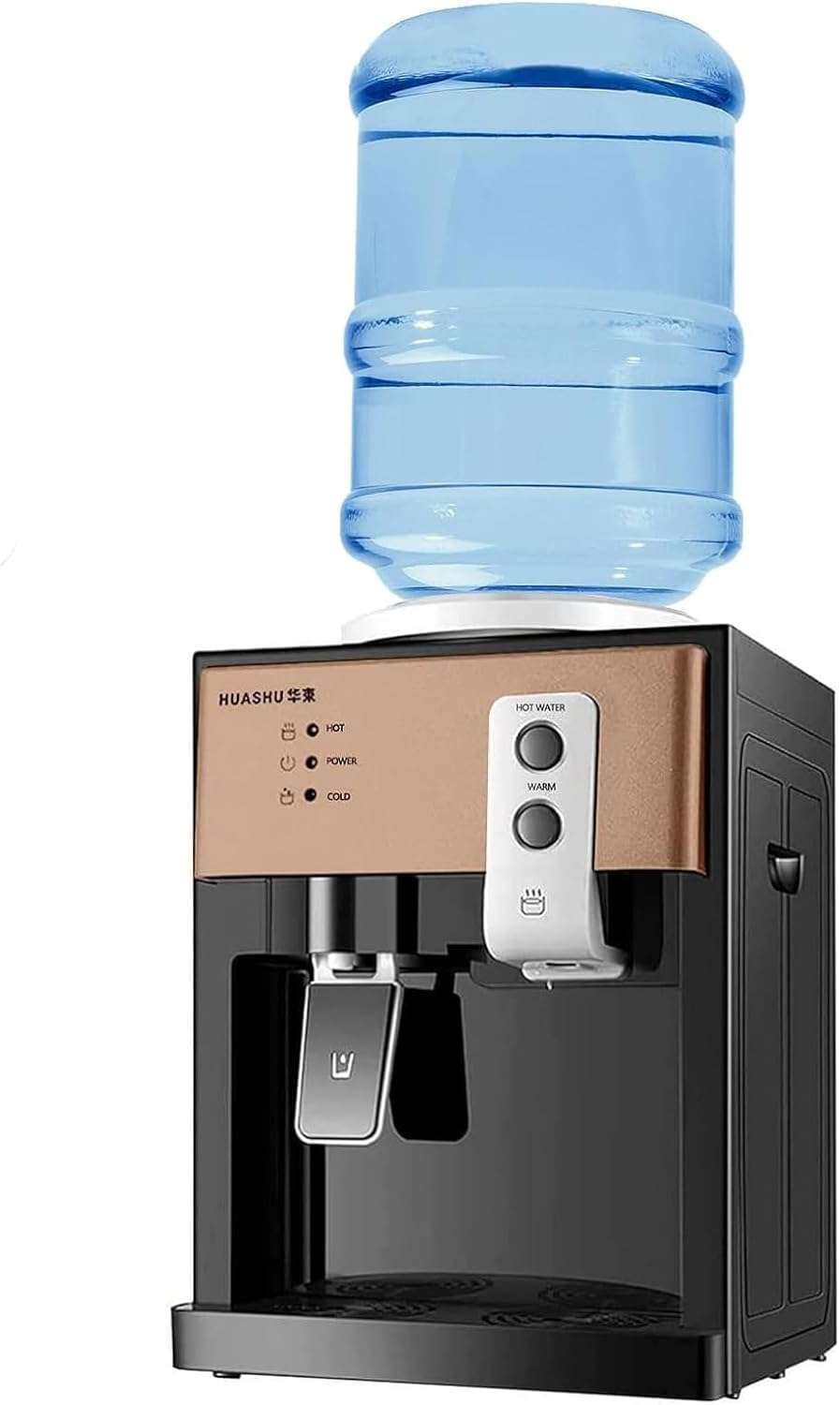 Mini Water Cooler Dispenser Countertop Top Loading Water Dispenser for 1 to 5 Gallon Bottles, Cold/Hot Water Dispenser of 3 Temperature Settings Hot Water, Normal Ice Water (46-59?)