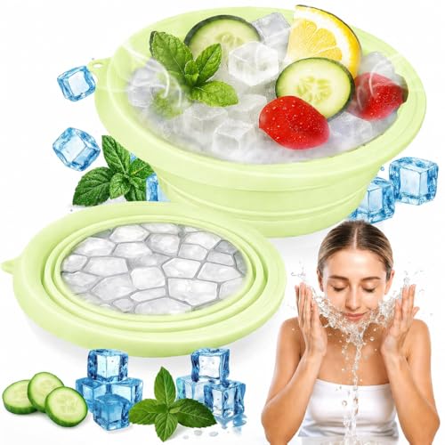 Image of Ice Facial Bowl | Facial Cold Plunge | Collapsible Bowl For Face Ice Bath with Built-In Icetray | Facial Ice Therapy for Acne Relief and Pore Shrinking, Cold Therapy for Home, Travel & Parties (LIME GREEN)