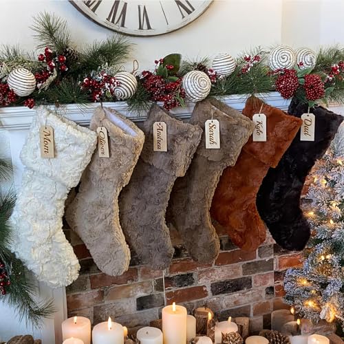 Tahari Home Faux Fur Christmas Stockings Set
