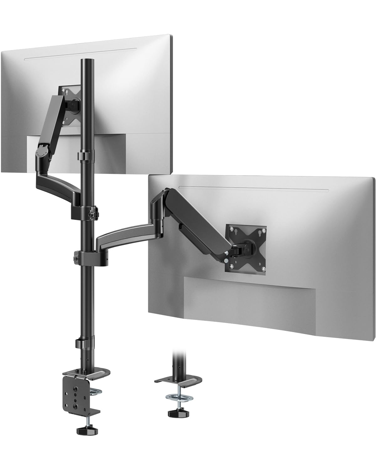 Monitor Halterung 2 Monitore für 13-32 Zoll Bildschirm,Max. 9kg pro Arm | Extralange Säule Monitor Arm für 2 Monitore,Voll Verstellbar Bildschirmhalterung mit Kabelmanagement,VESA 75/100 mm
