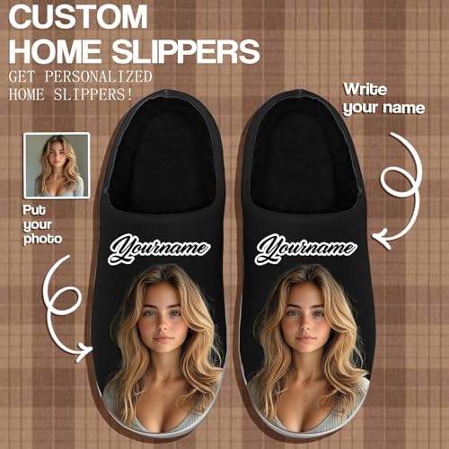 Customized Winter Slippers for Men Women Personalized Fur-Lined Personal Photo Gift Slipper Non-slip Indoor Bedroom Shoes3