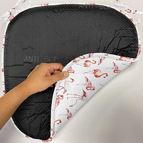 Ambesonne Flamingo Chair Seating Cushion, Tropical Watercolor Art Style Birds Romantic Hawaiian Island In Springtime, Soft Seat Pads For Office With Anti-Slip Backing, 16"X16", Orange Coral White #TOP3