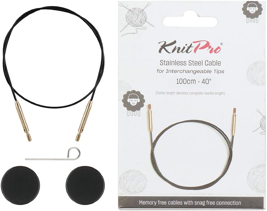 KnitPro Nylon Coated Stainless Steel Black Gold Fixed Cable | 22"/ 56cm (to Make 32"/ 80cm IC Needle)