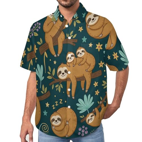 Chemise hawai chemise aloha twigs paresseux imprimé plage casual été