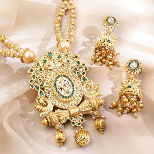Image of Rubans Necklace Set Gold Plated Traditional Jewellery Gift for Women & Girls