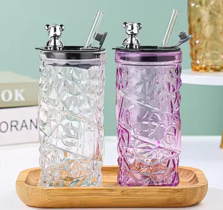 Image of Coffee Mug with Straw & Lid - Multipurpose Mason Jar Style Can Sipper for Green Tea, Milk, Juice, Smoothies & More - Reusable Drinking Cup for Home & Office (Creative Glass Office Bottle 1)