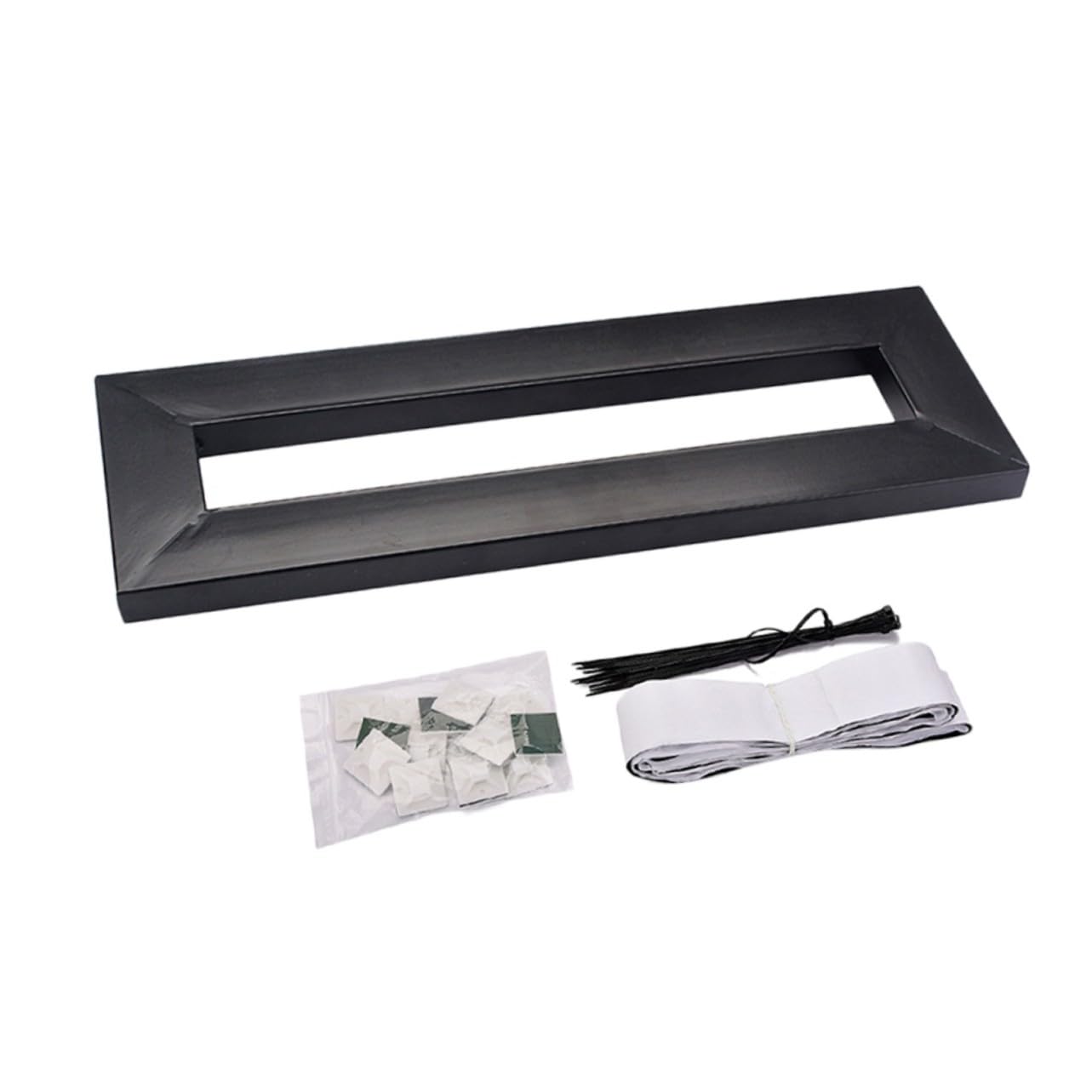 Supporto Effetti Chitarra Elettrica Nero Singolo 40x13cm Metallo | 15 Fascette, 15 Ventose, 1 Striscia in Tessuto a Strappo, Profilo Compatto, per Alimentazione Effetti Pedalboard