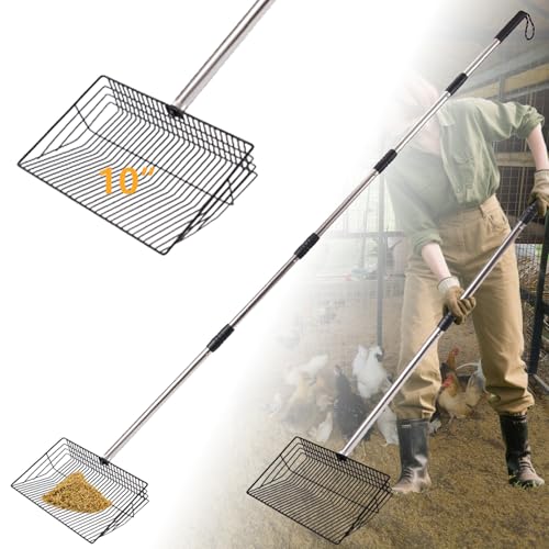 HitTopss Metal Chicken Poop Scooper, Large Chicken Coop Scoop with