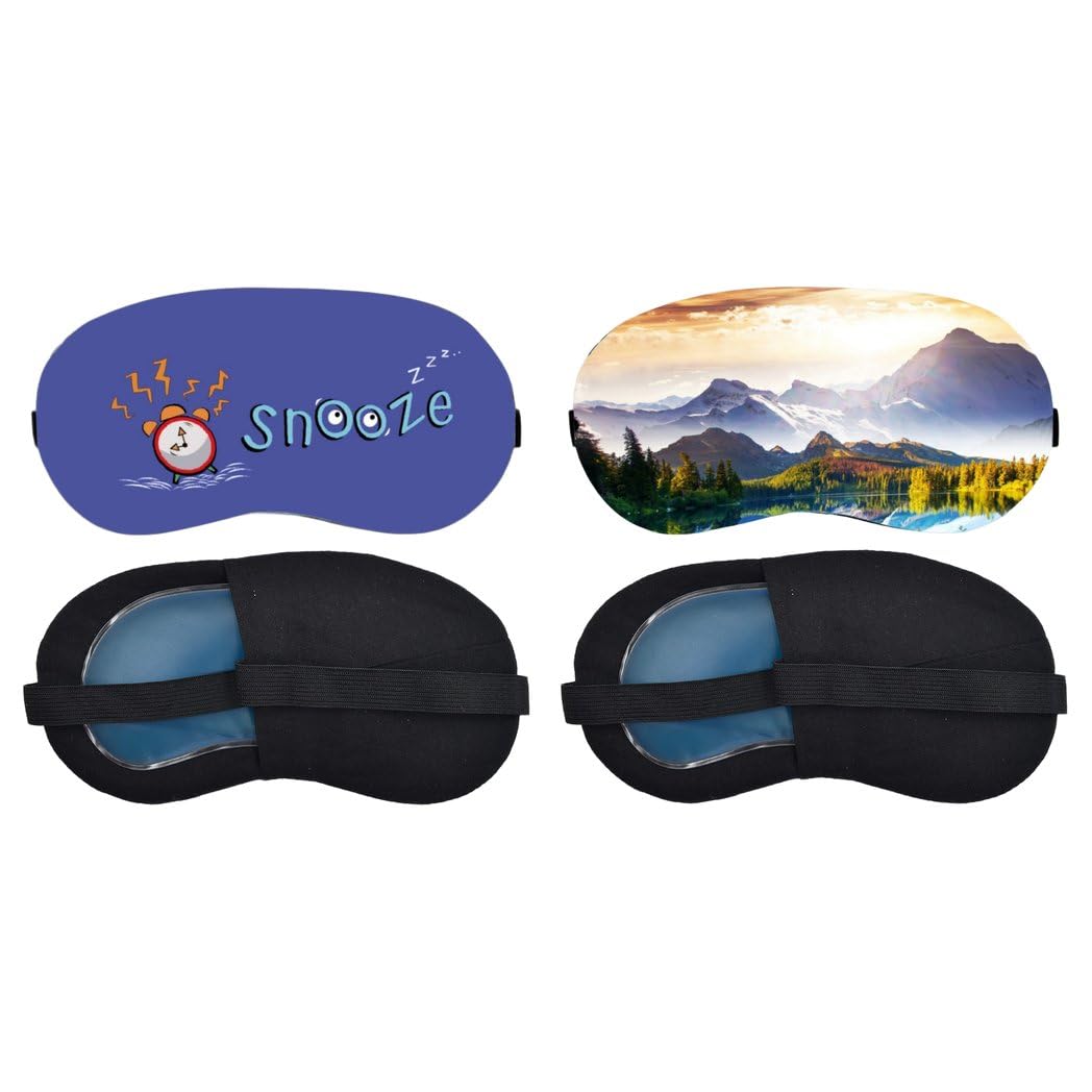 Aoxeria Snooze Alarm, Golden Mountain Lake Sleeping Mask Combo, Soft Comfortable Light-Blocking Eye Cover for Women, Men & Kids, Reusable Blindfold for Night Sleep, Nap, Travel (Pack of 2)-image-27
