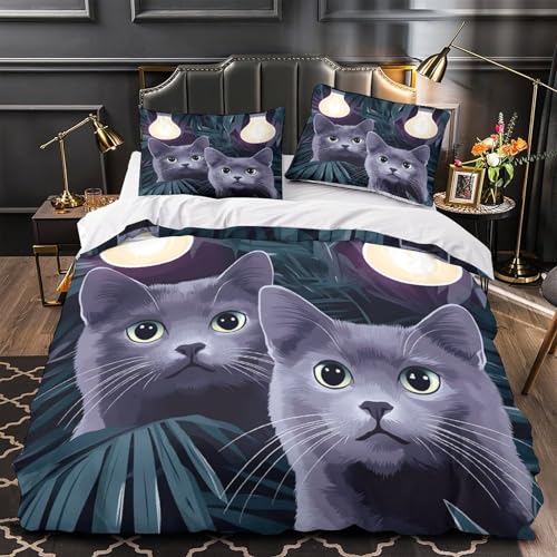 Drap de couette chat 3D microfibre lavable machine lit simple