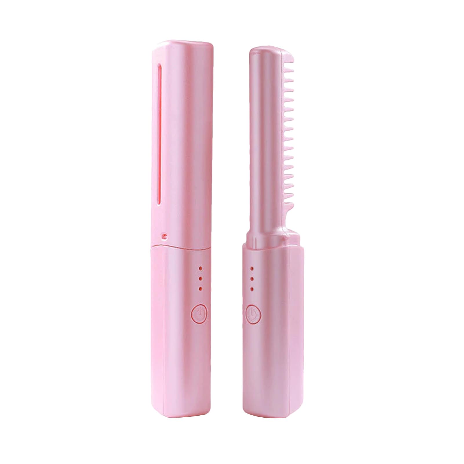 Cepillo alisador de cabello, mini alisador de cabello recargable, con 3 temperaturas, cepillo alisador de cabello portátil, calefacción antiquemaduras, ligero y mini para viajes (rosa)
