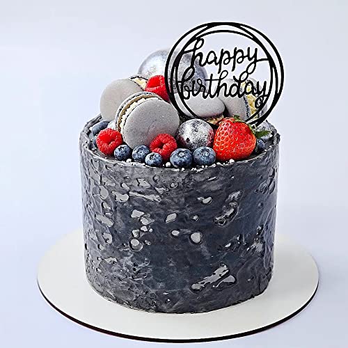 10 Pcs Black Happy Birthday Cake Topper Acrylic Birthday Cupcake Topper Cake Pick A Series Of Birthday Cake Supplies Decorations #TOP3
