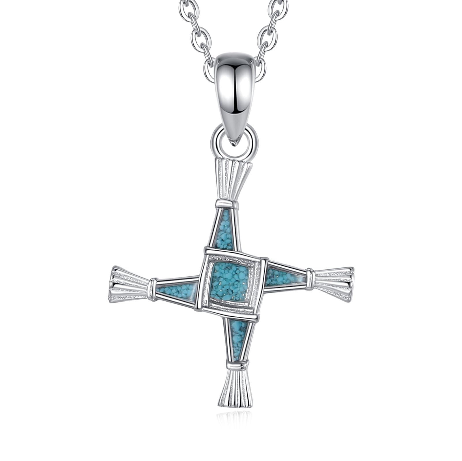 S925 Sterling Silver Anioł Stróż Naszyjnik Dla Kobiet, Uroczy Wisiorek Anioła Amulet Chrześcijańska biżuteria Oryginalne prezenty dla żony matki córki 18"