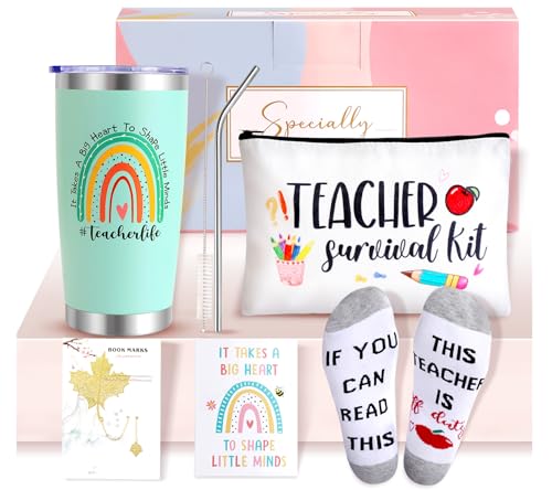 Teacher Appreciation Gifts for Women Back to School End of Year Christmas Birthday Thank You Gifts for New Teacher from Student-20 oz Tumbler Set