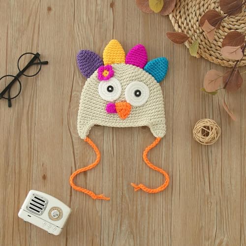 Thanksgiving Baby Turkey Hat Toddler Knitted Beanie Cute Animal Winter Cap | Thanksgiving Baby Turkey hat Toddler Knitted Beanie Cute Animal Winter Cap Cartoon for Holiday Party - image 2