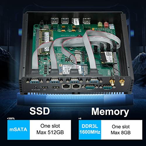 Image of KINGDEL Mini Desktop Computer Micro PC with i7 CPU, 8GB RAM, 128GB SSD+1TB HDD, Fanless, 2xLAN, 2xHD Ports, 4xUSB 3.0, 6xCOM RS232