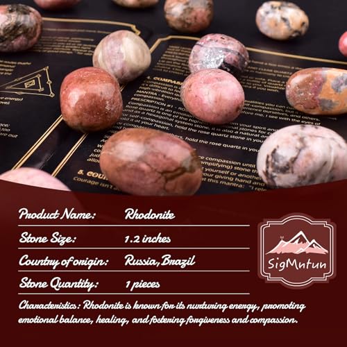 Image of Hand-Selected Rhodonite Stone, Large 1.2 in Polished Crystal, Gift Box