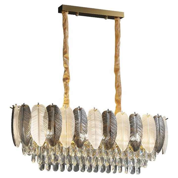 Image of Liner Crystal Chandelier for diningTable /Jhumar /Jhoomar Light for Hall, Chandelier for Living Room Smart Voice Assist (Google, Alexa), App Control 3 Color