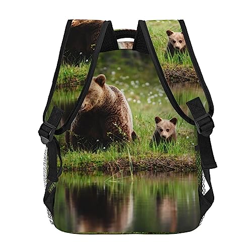 Sac à dos imprimé River Bear Mom BAFAFA en toile résistante avec grand volume - 4