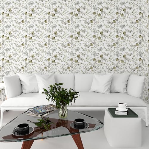 Papel pintado para habitaciones con estampado de hojas verdes 7