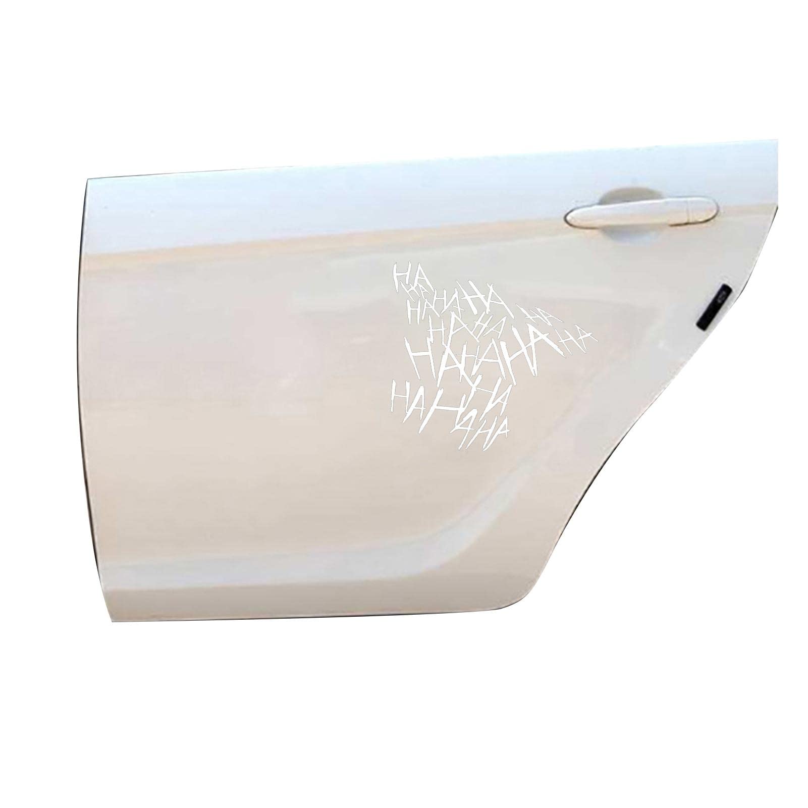 Hahaha Decals Stickers | Waterproof Text Helmet Decal - Waterproof Laptop Stickers for Girls and Boys, Car Stickers for Water Bottles, Skateboard, Notebook (Color : B White)