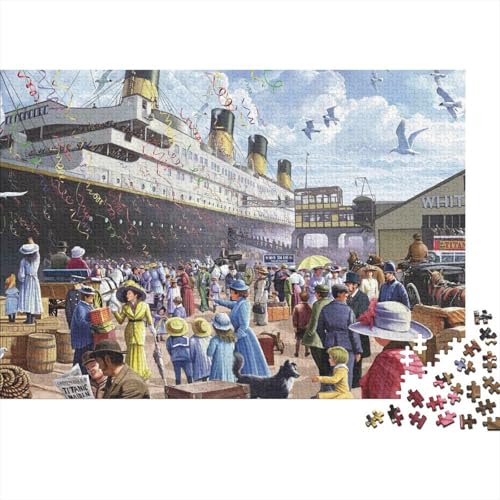 Gran Barco de Crucero Puerto Ciudad Escena Puzzle de 1000 Piezas Papel Puzzle para Adultos Ambiente Histórico Relajación Interacción Familiar Decoración Regalo 70x50cm/1000pcs
