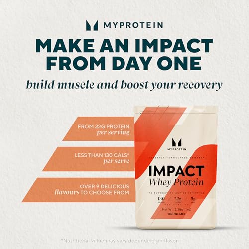 myprotein impact whey protein powder 22 lbs 33 servings unflavored 22g protein amp 5g bcaa per serving protein shake for superior performance muscle strength amp recovery gluten free