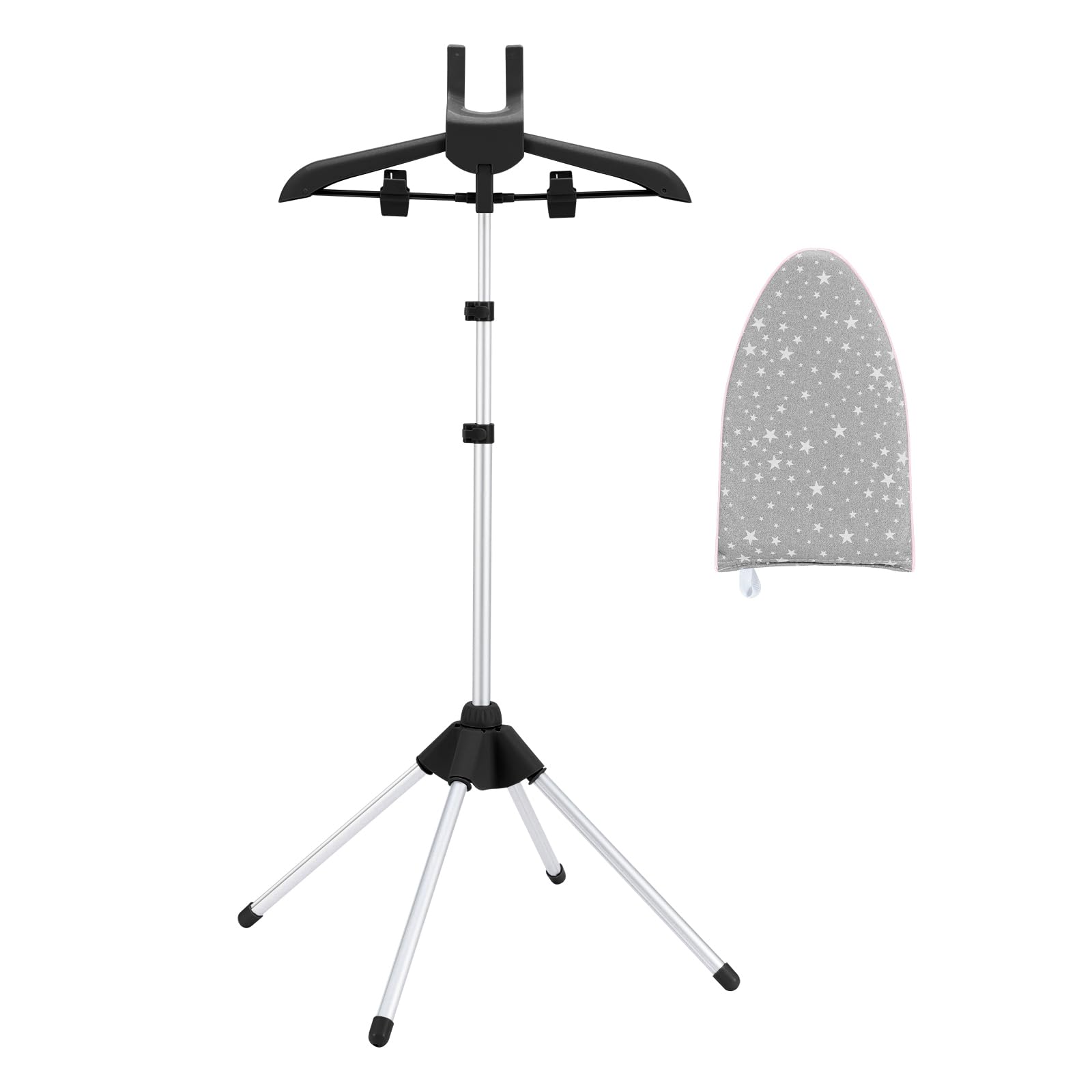 CINPIUK Garment Steamer Rack & Garment Steamer Ironing Glove for Steaming Clothes, Adjustable Garment Hanger Standing Handled Mini Ironing Board, Hanging Steamer Ironing Accessories for Clothes, Black