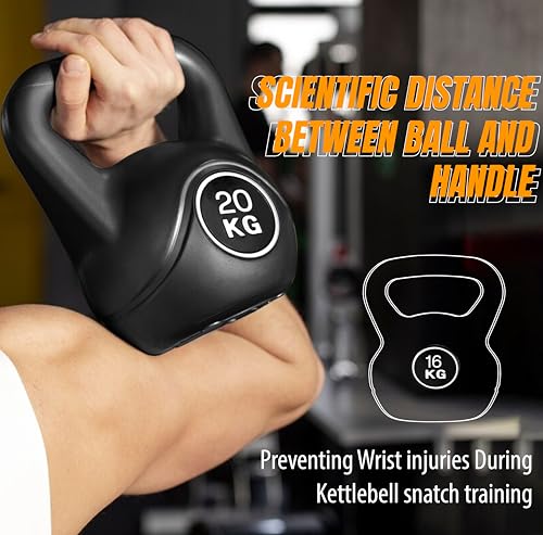 FK Sports Kettlebell | Heavy Weight Vinyl Kettlebells for Exercise Home Gym Workout | 4kg, 6kg, 8kg, 10kg, 12kg, 14kg, 16kg, 20kg, 24kg Kettlebell Weight Set for Women & Men - Image 5