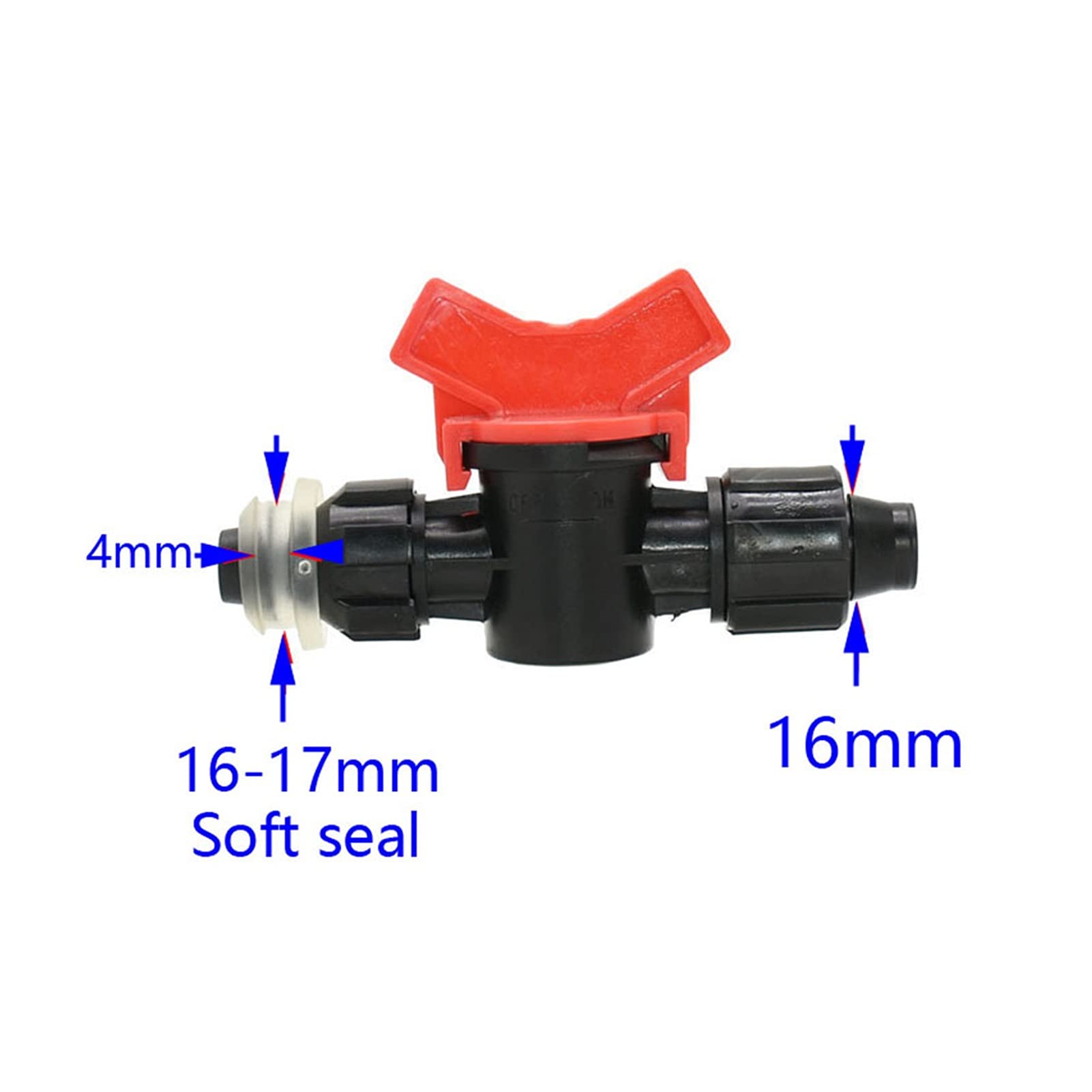 Conexión de agua de pulverización Válvula de riego de goteo de 16pc 16mm con conector de grifo, conector de agua de tubo roscado de 1/2 pulgada con bloqueo, jardín de efecto invernadero de riego