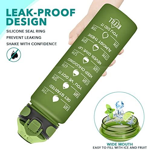 Image of Enerbone 32 oz Water Bottle with Times to Drink and Straw, Motivational Drinking Water Bottles with Carrying Strap, Leakproof BPA & Toxic Free, Ensure You Drink Enough Water for Fitness Gym Outdoor