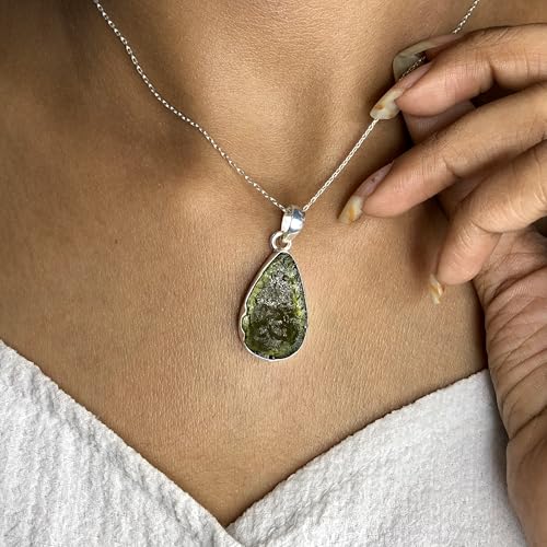 Genuine Moldavite Gemstone Pendant, 925 Sterling Silver Handmade Women's Pendant, Certified Genuine Moldavite Crystal Pendant3