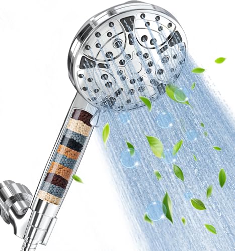 Filtered Shower Head with Handheld: High Pressure 8-Setting Showerhead for Hard Water, Det - image 1
