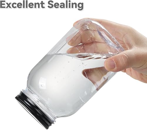 Miniatura 4 de Naivees Contenedores de almacenamiento de 32 onzas de plástico transparente con tapas de rosca, tarros vacíos de plástico para cocina y hogar, sin