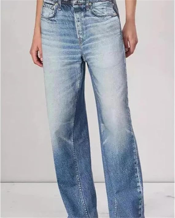 Akoilo Sweatpant Jeans for Women, Women's High Waisted Full-Length Wide Leg Baggy Comfort Jeans4